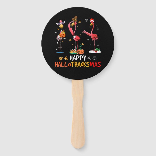 Leque Flamingo | Flamingo Happy HalloThanksmas (Frente)