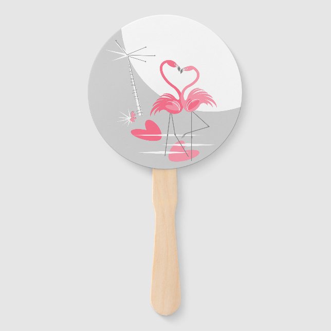 Leque Flamingo Love Large Moon Text fan round (Frente)