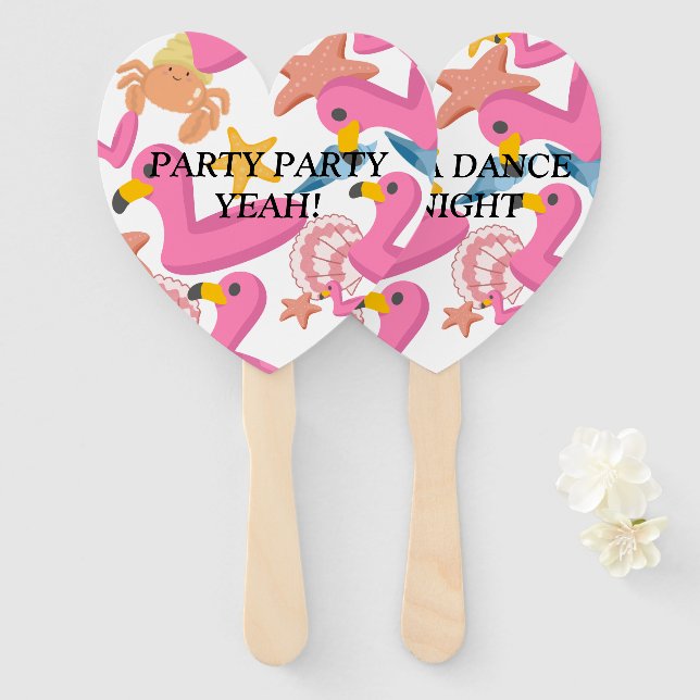 Leque Flamingo summer party (Frente e Verso)