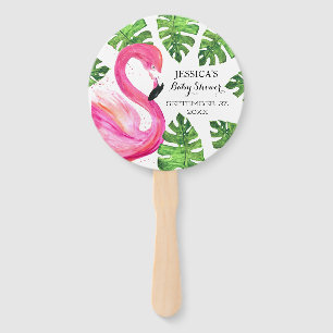 Leque Flamingo Tropical Leaves Chá de fraldas