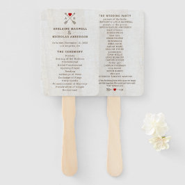 Leque Flechas Rústicas Casamento Coração Vermelho
