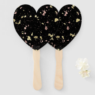 Leque Flocos Dourados e Rosa Dourados Pretos