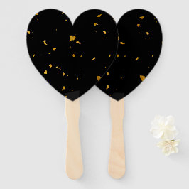 Leque Flocos Dourados Pretos