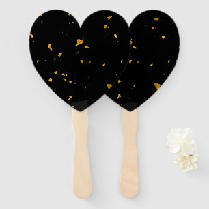Leque Flocos Dourados Pretos