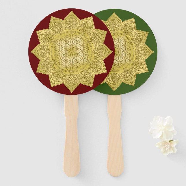 Leque Flor Da Vida - Índia Mandala 4 (Frente e Verso)