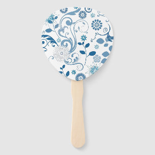 Leque Floral Azul-Ventilador de Pás
