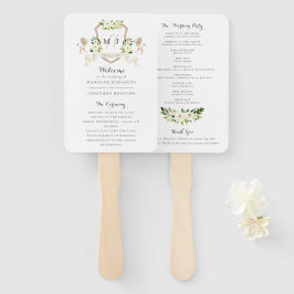 Leque Floral Beige White Greenery Elegante Cerimônia de 