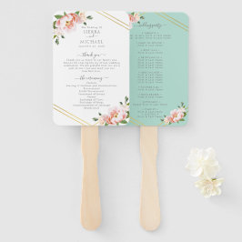 Leque Floral Blush Dourado Mint Green Wedment Program