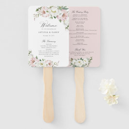Leque Floral Blush White Peony Elegant Wedment Program