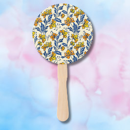 Leque Floral Folclórico Amarelo Laranja Vintage Folha Az