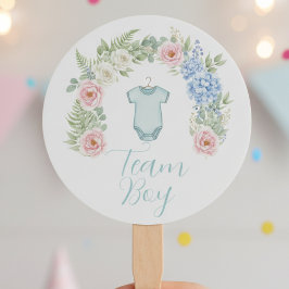 Leque Floral Gender Reveal Fan - Team Boy