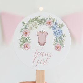 Leque Floral Gender Reveal Fan - Team Girl