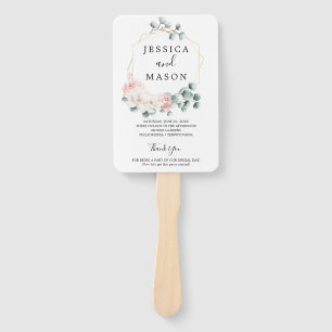 Leque Floral Greenery Wedding Fan Program
