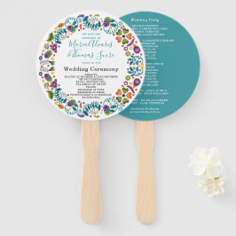 Leque Floral Pattern Mexico Wedding Program