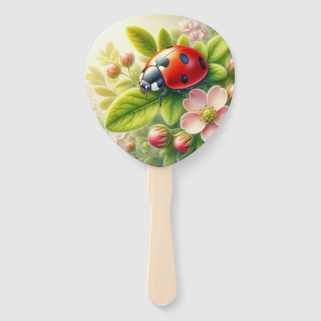 Leque Floral/primavera ladybug trabalho de arte (Frente)