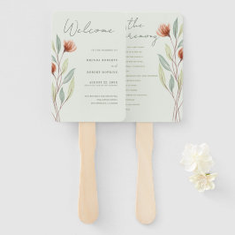 Leque Flores de Aquarela Pastel Verde