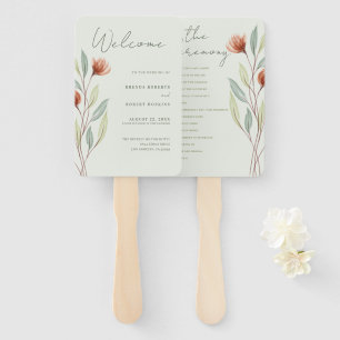 Leque Flores de Aquarela Pastel Verde