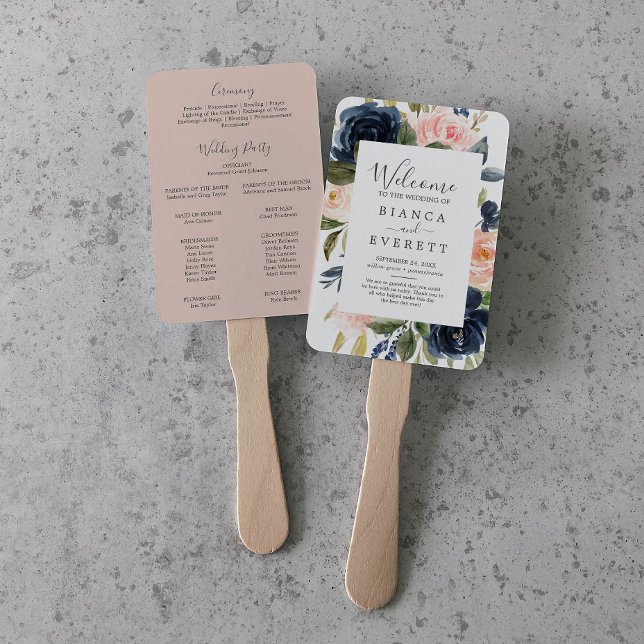 Leque Flores de Blush e Marinho | Ventilador do programa (Criador carregado)