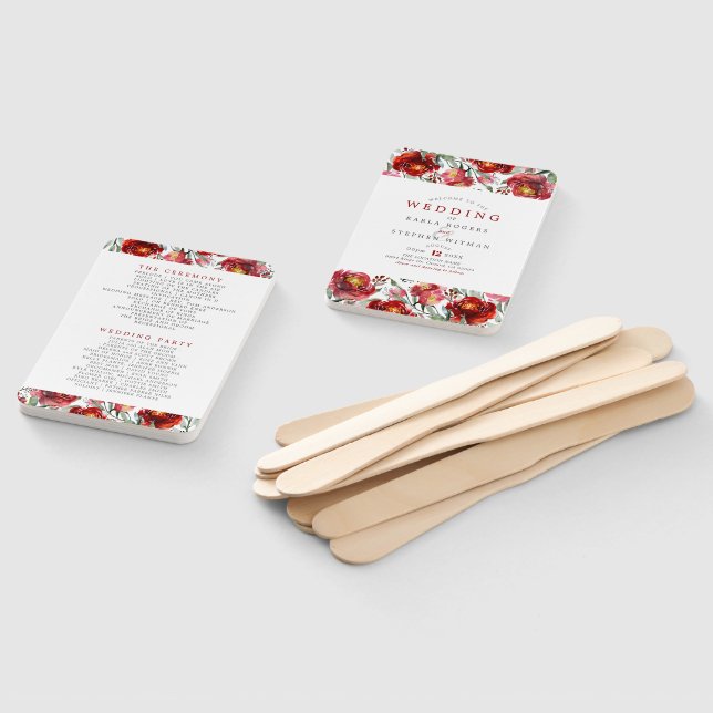 Leque Flores de Jardim Vermelho Escuro (Desmontado)