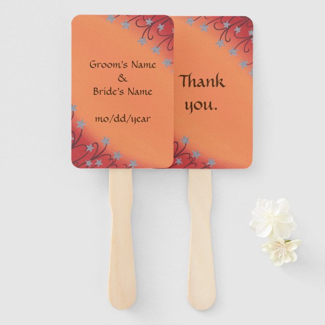 Leque Flores de Silver Star Castanho Boca Laranja Mistur (Frente e Verso)