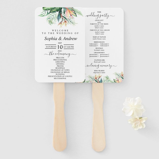 Leque Flores tropicais e verde deixam torcedores (Frente e Verso)