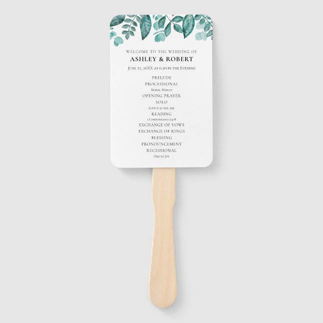 Leque Folhas de folhagem verde-azulado elegante para cer (Frente)