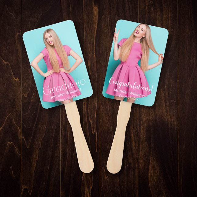 Leque formatura 2 fotos na moda branco moderno roteiro (Criador carregado)