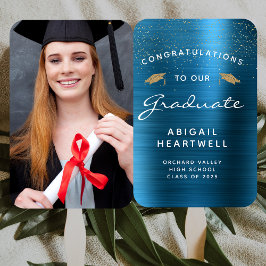 Leque Formatura Metálica Azul Teal com Foto Personalizad