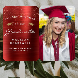 Leque Formatura Metálico Vermelho Foto Personalizada 202