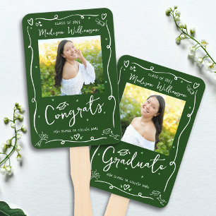 Leque Foto 2 de Formatura Estilo Desenho à Mão Verde