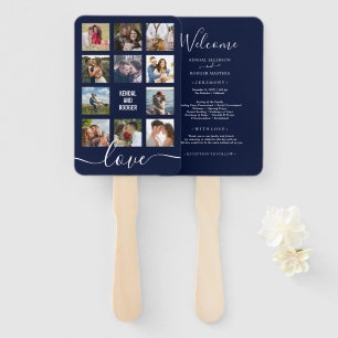 Leque Foto Collage Marinho Blue Wedding Program