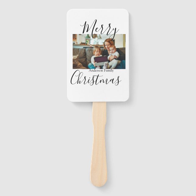 Leque Foto da família Feliz Natal, moderna e elegante ru (Frente)