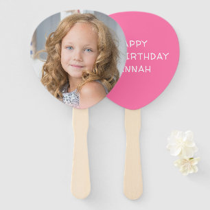 Leque Foto de aniversário rosa personalizada
