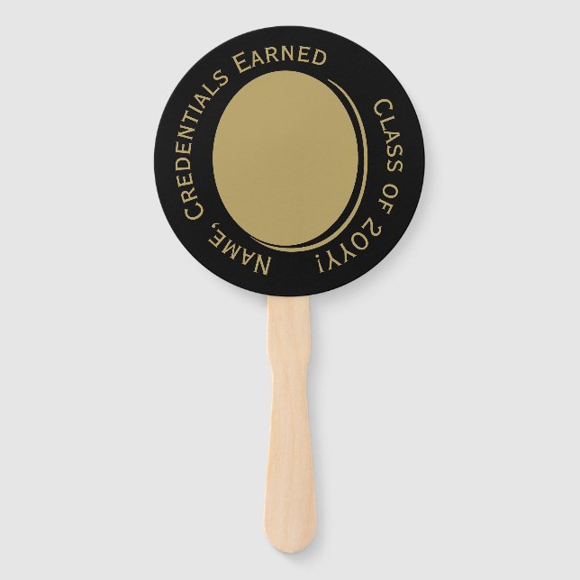 Leque Foto de graduação Dourada e negra personalizada el (Frente)