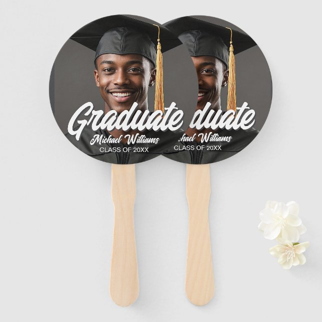 Leque Foto de Graduado com Rótulo em Negrito para Pais d (Frente e Verso)