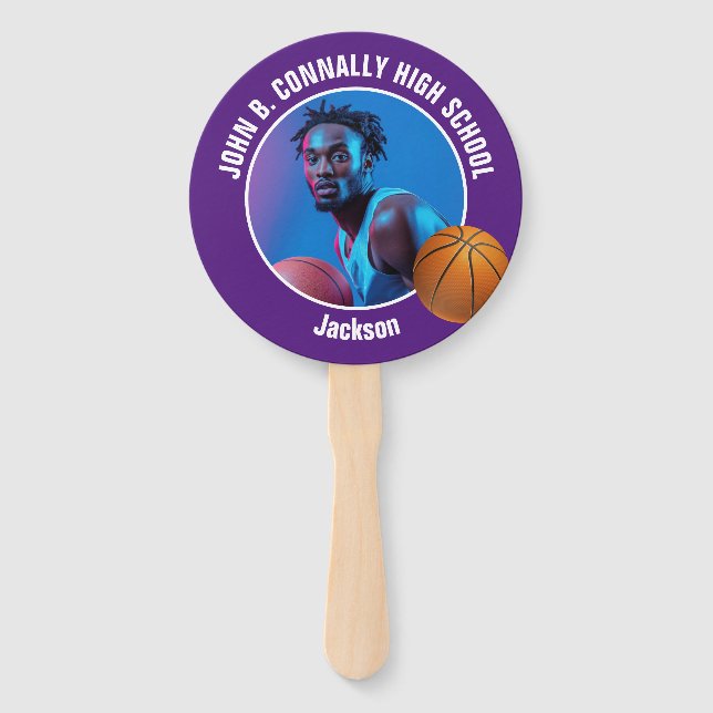 Leque Foto de jogador de basquete roxo Espírito de escol (Frente)