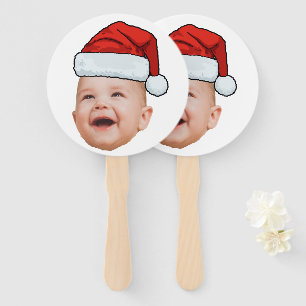 Leque Foto personalizada do rosto do bebê Papai Noel Nat