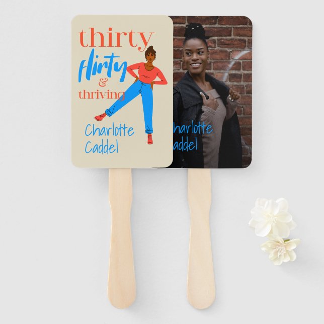 Leque Foto personalizada e florescente de 30 Flirty (Frente e Verso)
