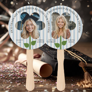 Leque Foto Personalizada Graduado Flor Listras Azuis
