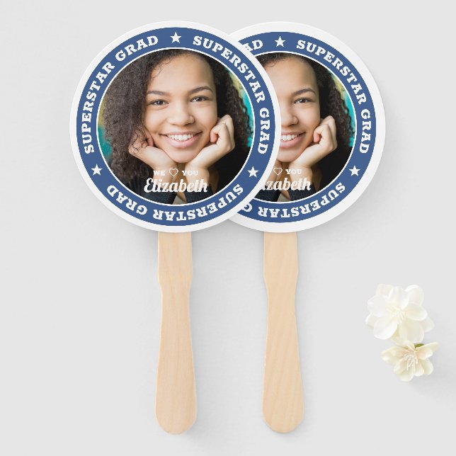 Leque Foto Personalizada Moderna de Graduação de Formand (Frente e Verso)