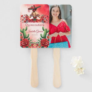 Leque Foto Personalizada Vermelha Estilo Mexicano Quince