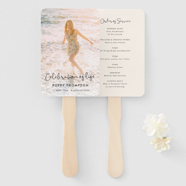 Leque Funeral da Ordem de Celebração da Vida Elegante (Frente e Verso)