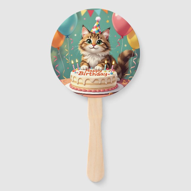 Leque Funny happy birthday cat (Frente)