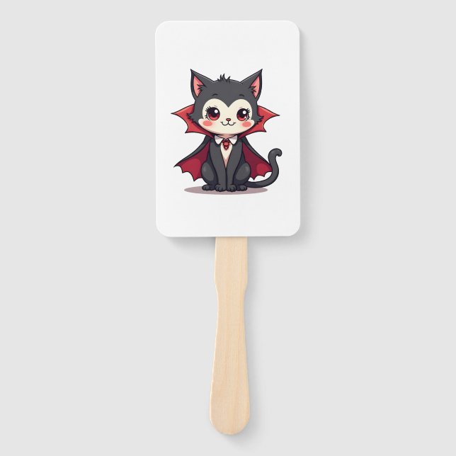 Leque Gata Vampira � Camiseta de Pet Fofa de Halloween (Frente)