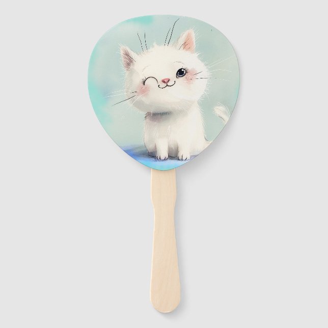 Leque Gatinho Branco Bonito (Frente)