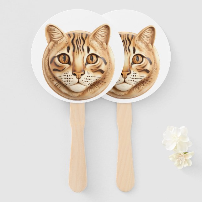 Leque Gato Bengala 3D Inspirado (Frente e Verso)