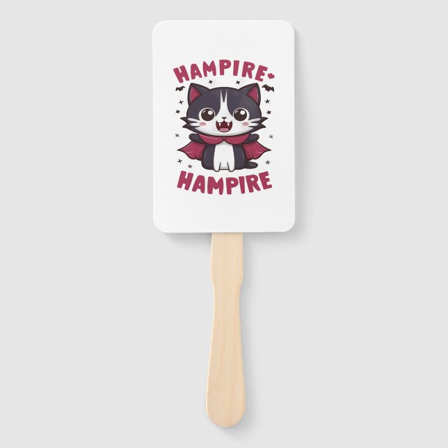 Leque Gato de Halloween do Vampiro Kawaii (Frente)