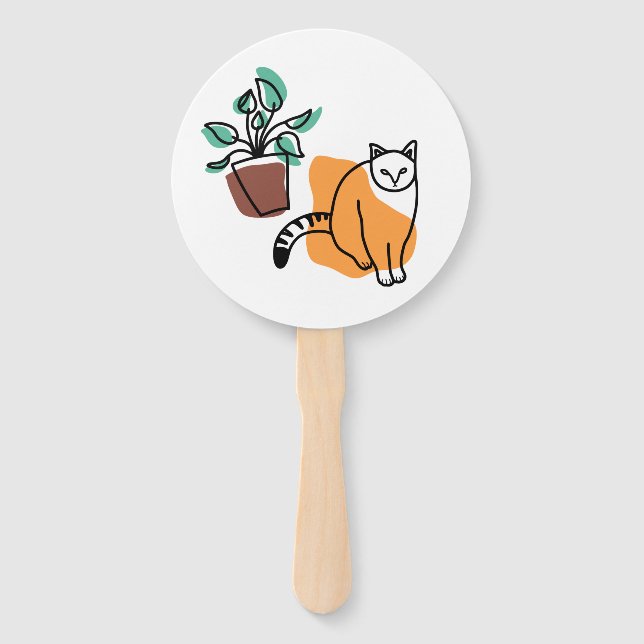 Leque Gato e planta (Frente)