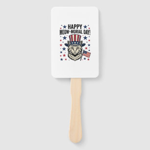 Leque Gato Patriótico Dia Meow-morial Vintage Vector Des