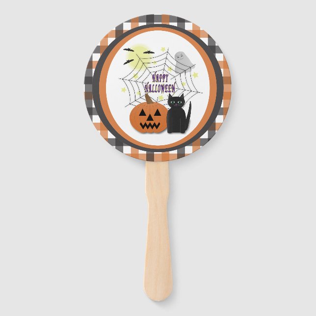 Leque Gato Preto e Abóbora Não Assustam Halloween (Frente)